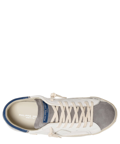 Philippe Model Prsx Leather Sneakers In Blanc - Gris