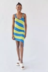 Urban Outfitters Uo Topaz Knit Asymmetrical Mini Dress In Blue