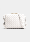 Bottega Veneta Loop Small Intrecciato Napa Shoulder Bag In White