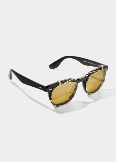 Brunello Cucinelli Jep Optical Frames W/ Clip-on Sunglasses In Black