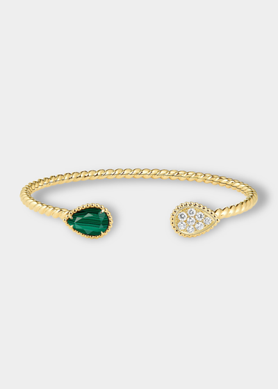 Boucheron Yellow Gold Serpent Boheme Malachite And Diamond 2-motif Bracelet