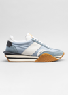 Tom Ford James Raised-sole Suede And Canvas Trainers In Pale Blue