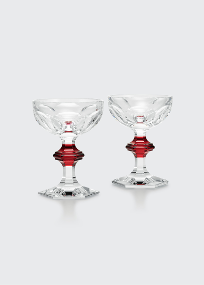 Baccarat Harcourt Coupe Red Knob Glasses, Set Of 2