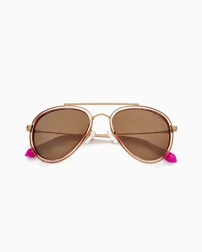 Lilly Pulitzer Elliot 55mm Polarized Aviator Sunglasses In Gold Metallic