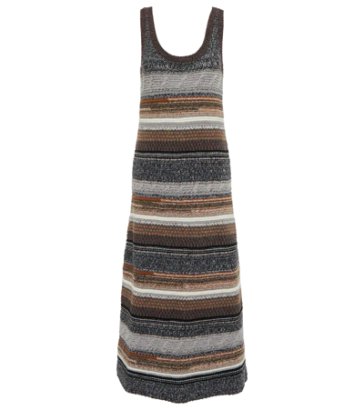 Chloé Sleeveless Chunky Striped Knitted Maxi Dress In Multi-colour