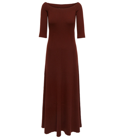Chloé Ribbed-knit Wool And Cashmere Maxi Dress In Dawn Red