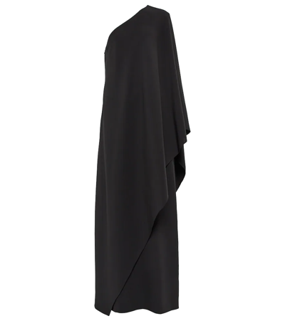 The Row Sparrow One-sleeve Draped Silk-cady Gown In Black