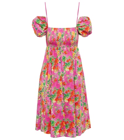 Caroline Constas Mira Floral Minidress In Pink Summer