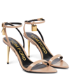 Tom Ford Pink Sandals With Metal Heel And Padlock In Leather Woman In Flesh