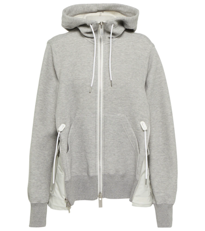 Sacai Paneled Cotton-blend Jersey Hoodie In L/gray