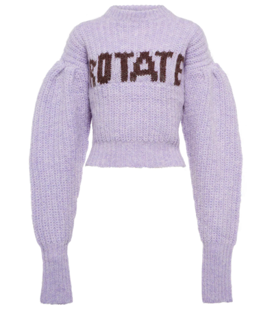 Rotate Birger Christensen Adley Lilac Merino Wool Sweater With Logo Rotate Woman In Purple