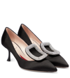 Roger Vivier Viv' Choc Strass Embellished Satin Pumps In Nero