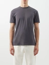 Tom Ford Mens Grey Brand-embroidered Crewneck Cotton-blend T-shirt