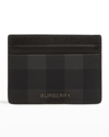 Burberry Check-pattern Leather Cardholder In Charcoal