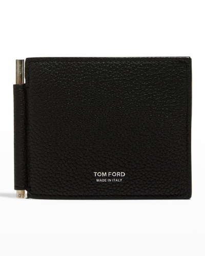 TOM FORD MEN'S T-LINE LEATHER MONEY CLIP WALLET