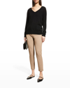 Vince Weekend V-neck Cashmere Pullover Sweater In Black