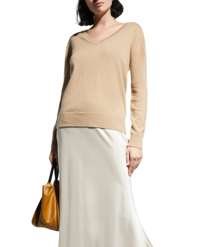 Vince Weekend V-neck Cashmere Sweater In H Desert Clay
