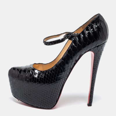 Pre-owned Christian Louboutin Black Python Lady Daf Mary Jane Pumps Size 39.5
