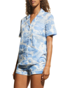 Desmond & Dempsey Loxodonta Safari-print Pajama Set In Blue