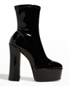 Stuart Weitzman Skyhigh Patent-leather Platform Ankle Boots In Black