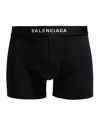 Balenciaga Men's Cotton-stretch Logo Boxer Briefs In Noir/ecru