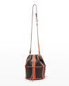 Ulla Johnson Willow Small Drawstring Bucket Bag In Noir Colorblock