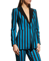 ALICE AND OLIVIA BREANN STRIPED LONG FITTED BLAZER
