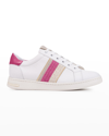 Geox Mixed Leather Low-top Sneakers In Wht/fucsia