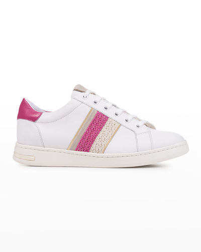 Geox Mixed Leather Low-top Sneakers In Wht/fucsia