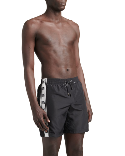 Dolce & Gabbana Dg Logo Mid-length Swim Shorts In Schwarz
