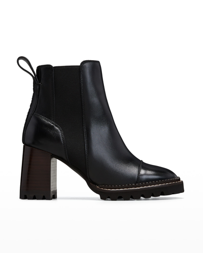 See By Chloé Mallory Leather Chelsea Booties In Black