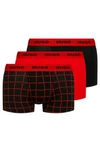 Hugo Three-pack Of Logo-waistband Trunks In Stretch Cotton In Black