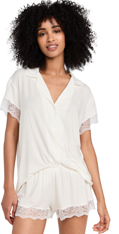 Eberjey Malou Lace-trim Short Pyjama Set In Ivory