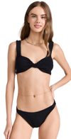 Hunza G Bandeau Top With Bow Detail And High-cut Bottoms In Black