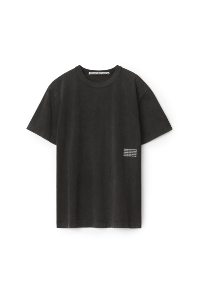 Alexander Wang Acid Wash Tee In High Twist Jersey In Acid Black