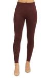 Spanx High Waist Faux Suede Leggings In Dark Terracotta