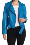 Walter Baker Allison Leather Moto Jacket In Bright Blue