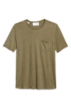 Selected Homme Brook Raw Edge T-shirt In Olive Melange
