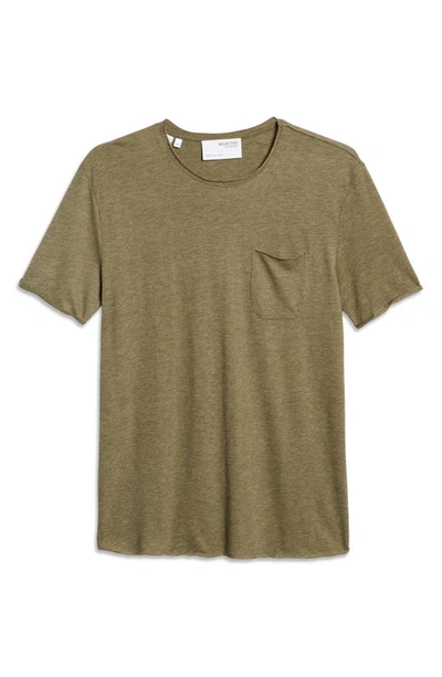 Selected Homme Brook Raw Edge T-shirt In Olive Melange