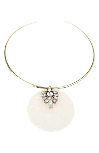 Jardin Gold-tone Crystal & Shell Necklace In White/ Clear/ Gold