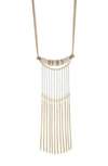 Jardin Beaded Wrapped Curve Fringe Necklace In White/ Gold