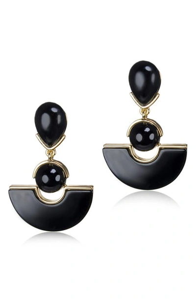 Jardin Onyx And Gold Bobby Drop Earrings In Black/ Gold