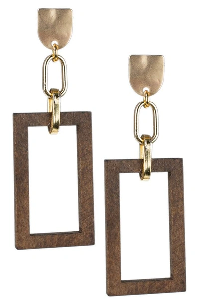 Jardin Gold-tone Framed Drop Earrings In Wood/ Gold