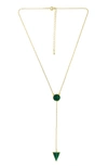 Jardin Malachite Disc Lariat Necklace In Green/ Gold