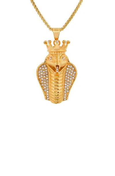 Hmy Jewelry 18k Yellow Gold Plated Stainless Steel Pave Crystal Cobra Pendant Necklace