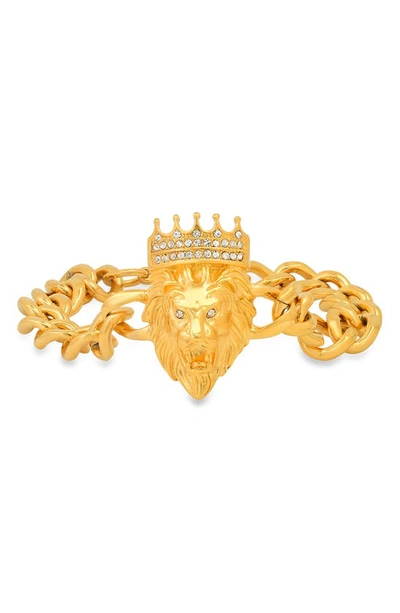 Hmy Jewelry 18k Yellow Gold Plated Stainless Steel Lion Head Bracelet