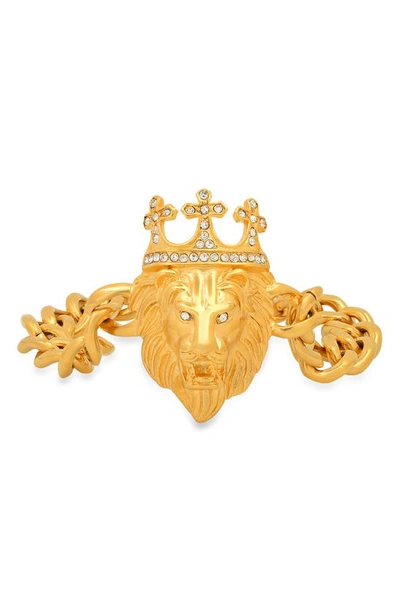 Hmy Jewelry 18k Yellow Gold Plated Stainless Steel Lion Head Bracelet