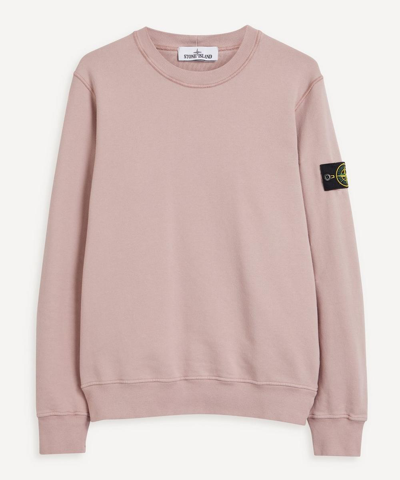 Stone Island Crew-neck Cotton Sweatshirt In Rose Quartz