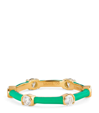 Melissa Kaye Yellow Gold, Turquoise And Diamond Zea Ring