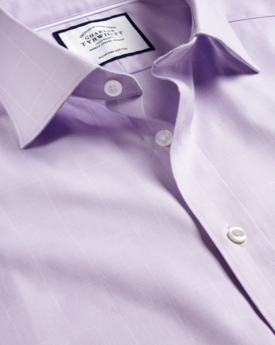 Charles Tyrwhitt Semi-cutaway Collar Egyptian Cotton Twill Prince Of Wales Check Dress Shirt In Purple
